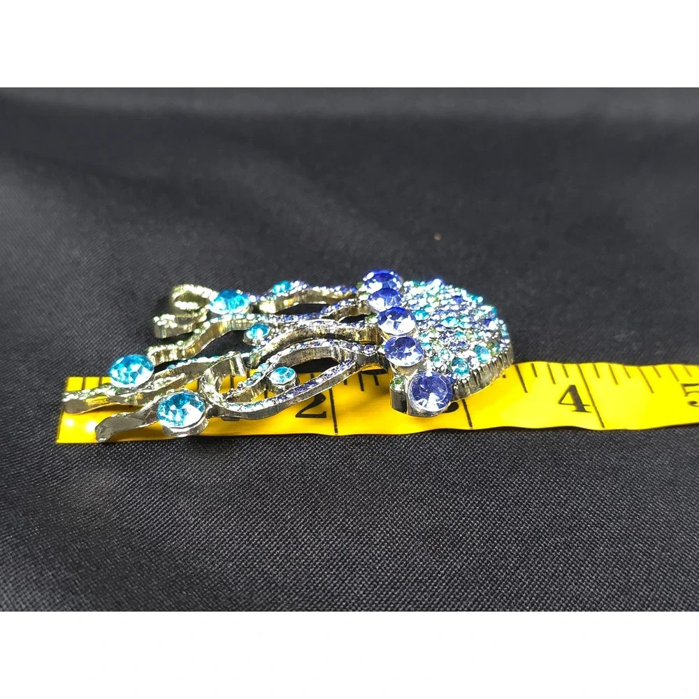 Sparkling‎ Jellyfish Brooch Rhinestone Crystal Pendant Charm Gold Tone Women